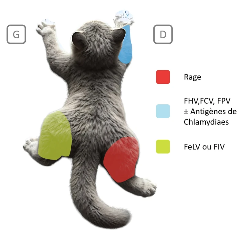 Zones de vaccination préférentielles chez le chat